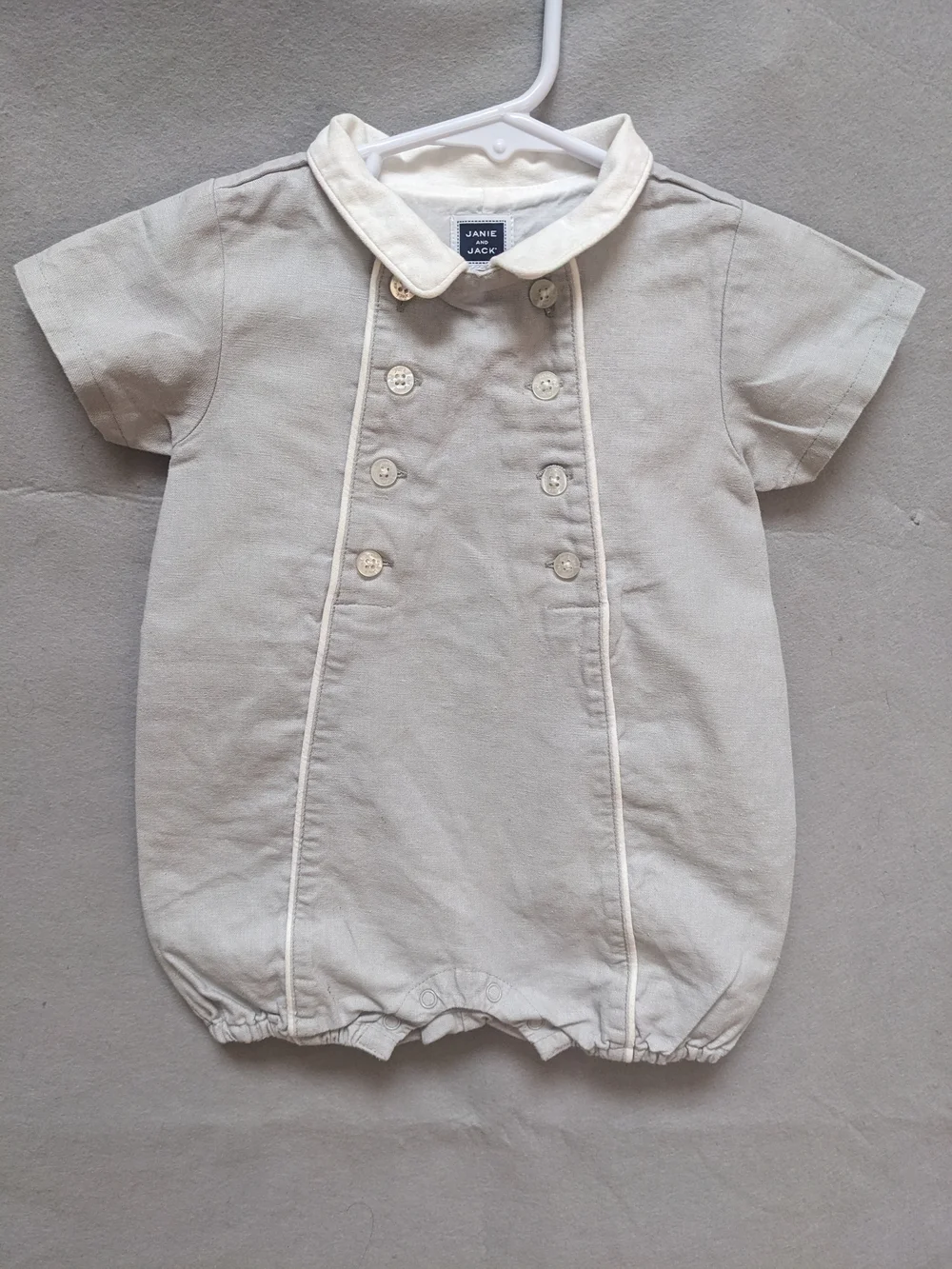 Janie and Jack Cream Baby Romper